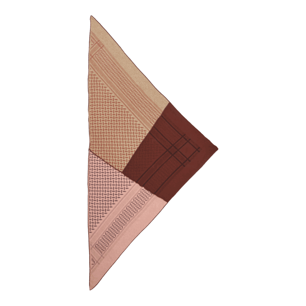 Lala Berlin Triangle Patchwork Rose/Brown on Brick M Scarf
