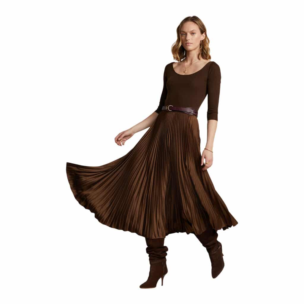 Polo Ralph Lauren Brown Plisse Dress - Image 2