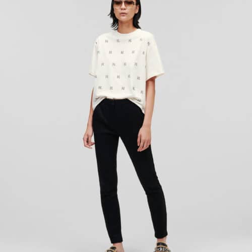 Karl Lagerfeld Monogram Rhinestone T-shirt Cream