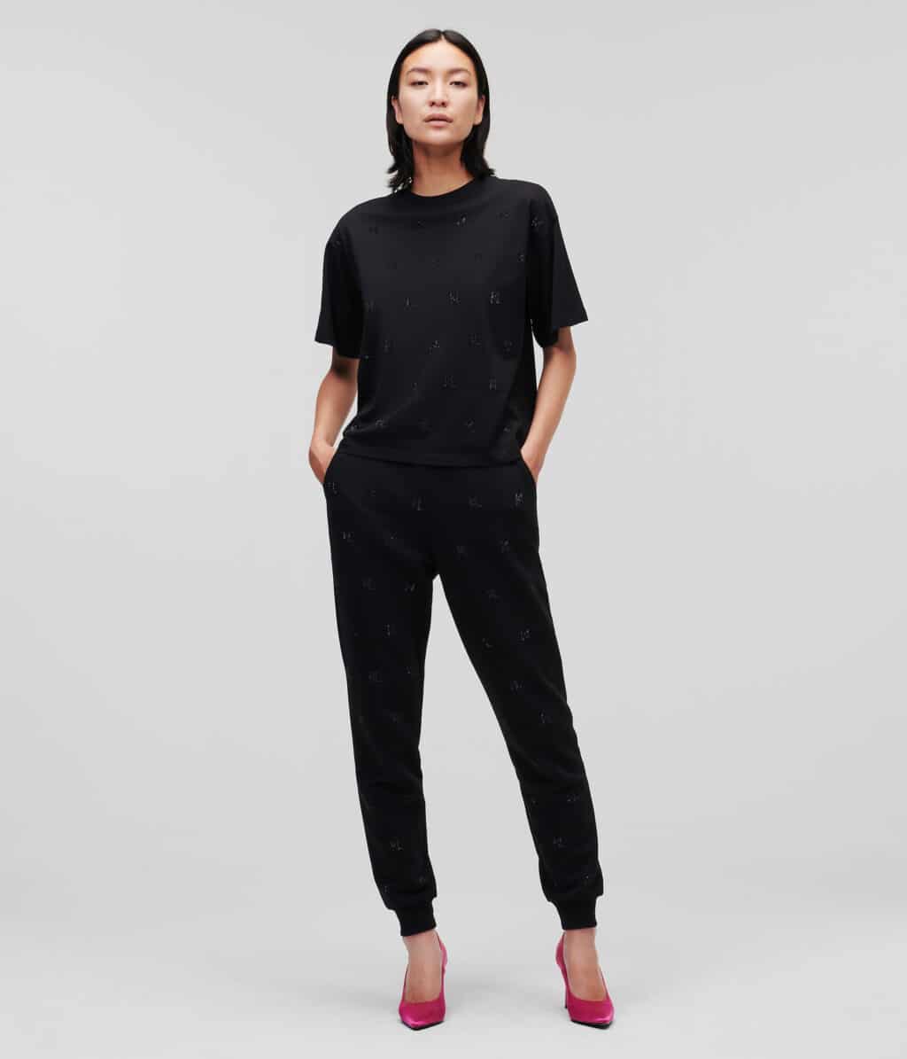 Karl Lagerfeld Monogram Rhinestone T-shirt Black - Image 2