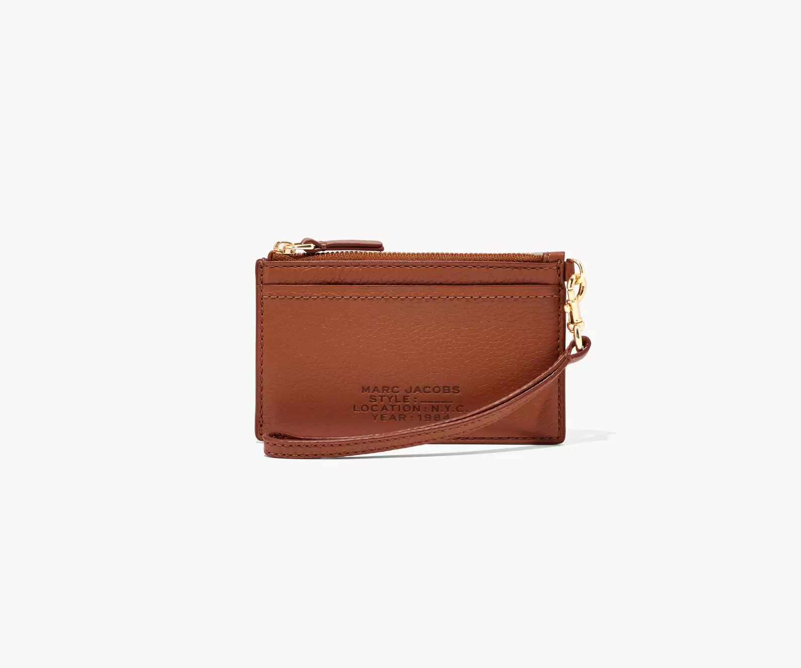 Marc Jacobs The Leather Top Zip Wristlet Brun