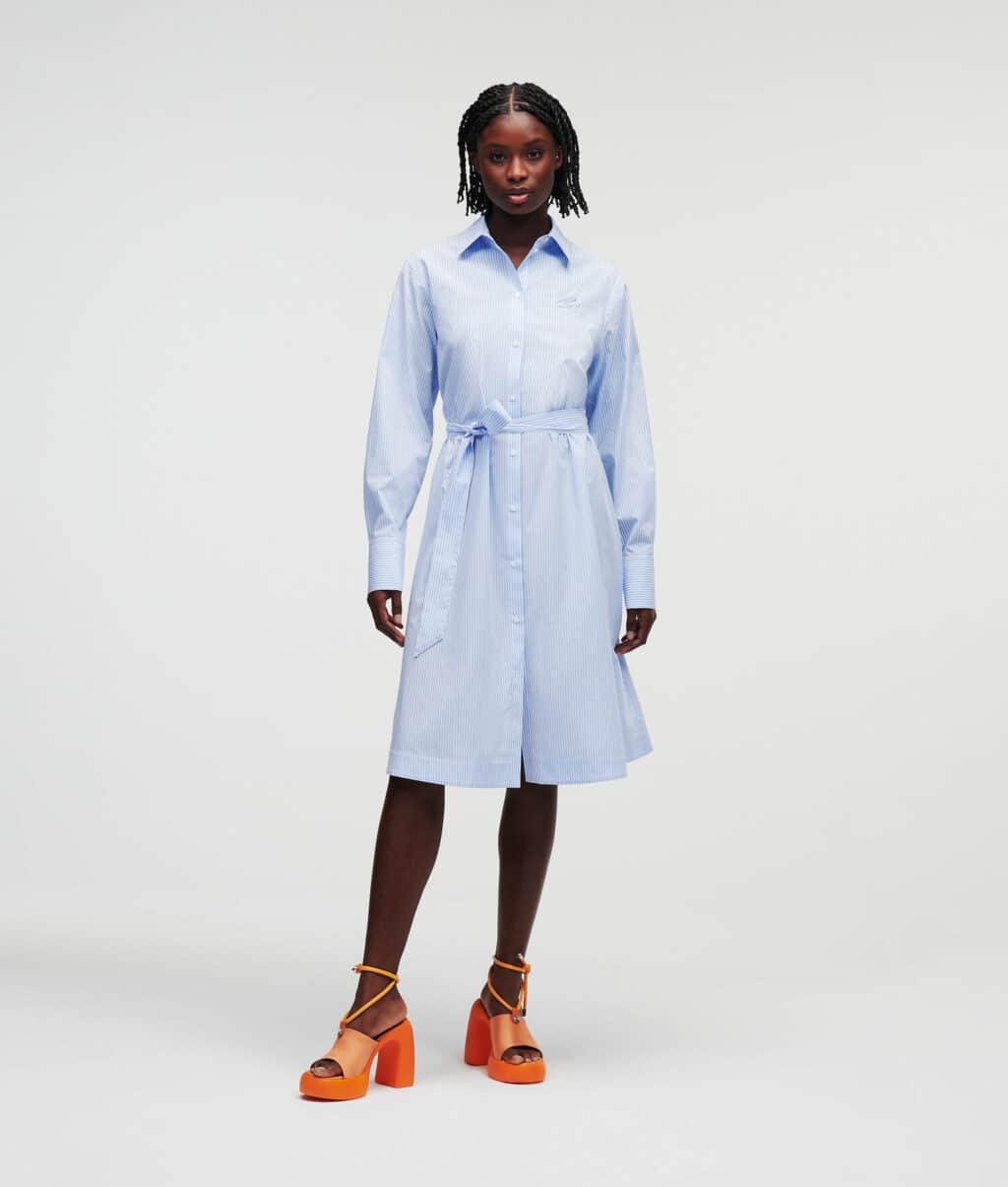 Karl Lagerfeld STRIPE EMBROIDERY SHIRTDRESS