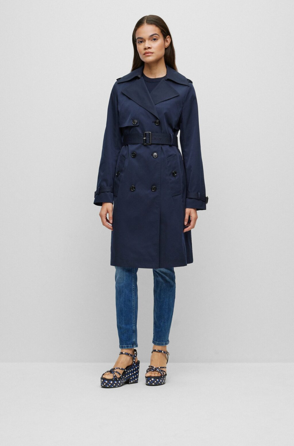 BOSS Jappa Trench Coat Navy Blå - Image 5