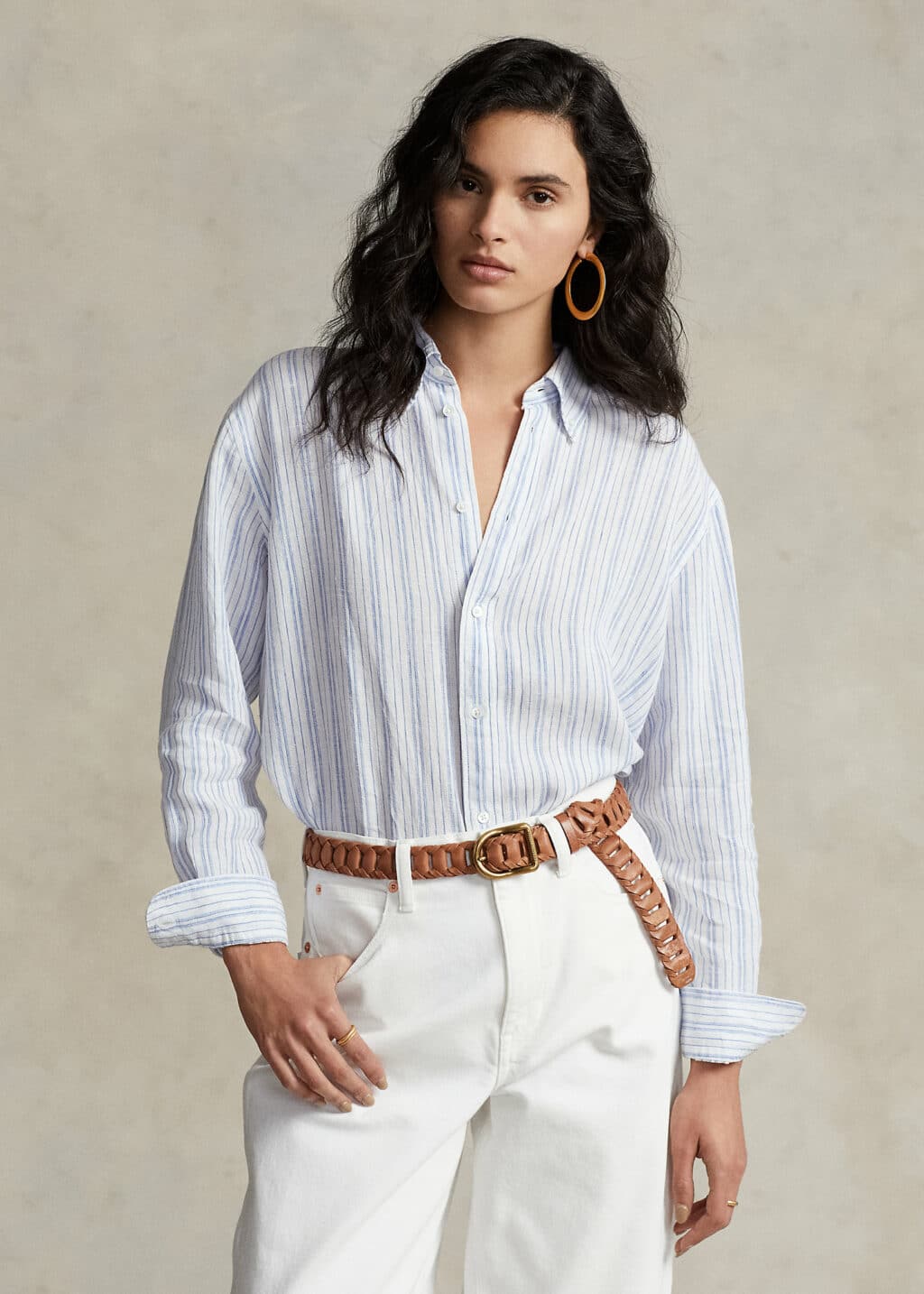Polo Ralph Lauren Stribet Linen Skjorte - Image 4