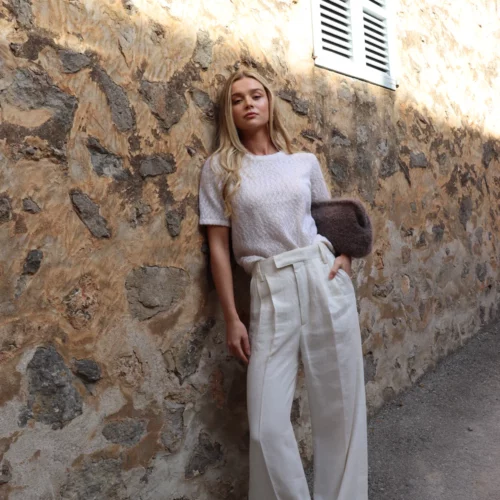 O'TAY Cherry  Cashmere Bluse Pure White