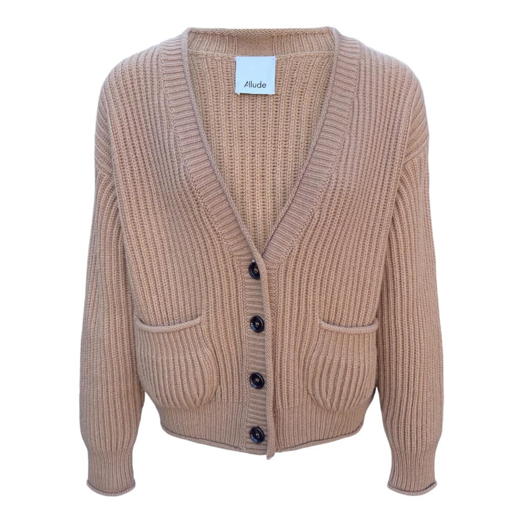ALLUDE Camel 100% Cashmere Cardigan