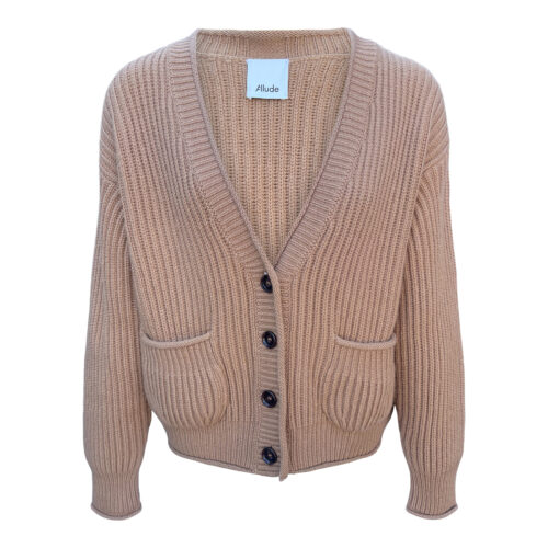 ALLUDE Camel 100% Cashmere Cardigan