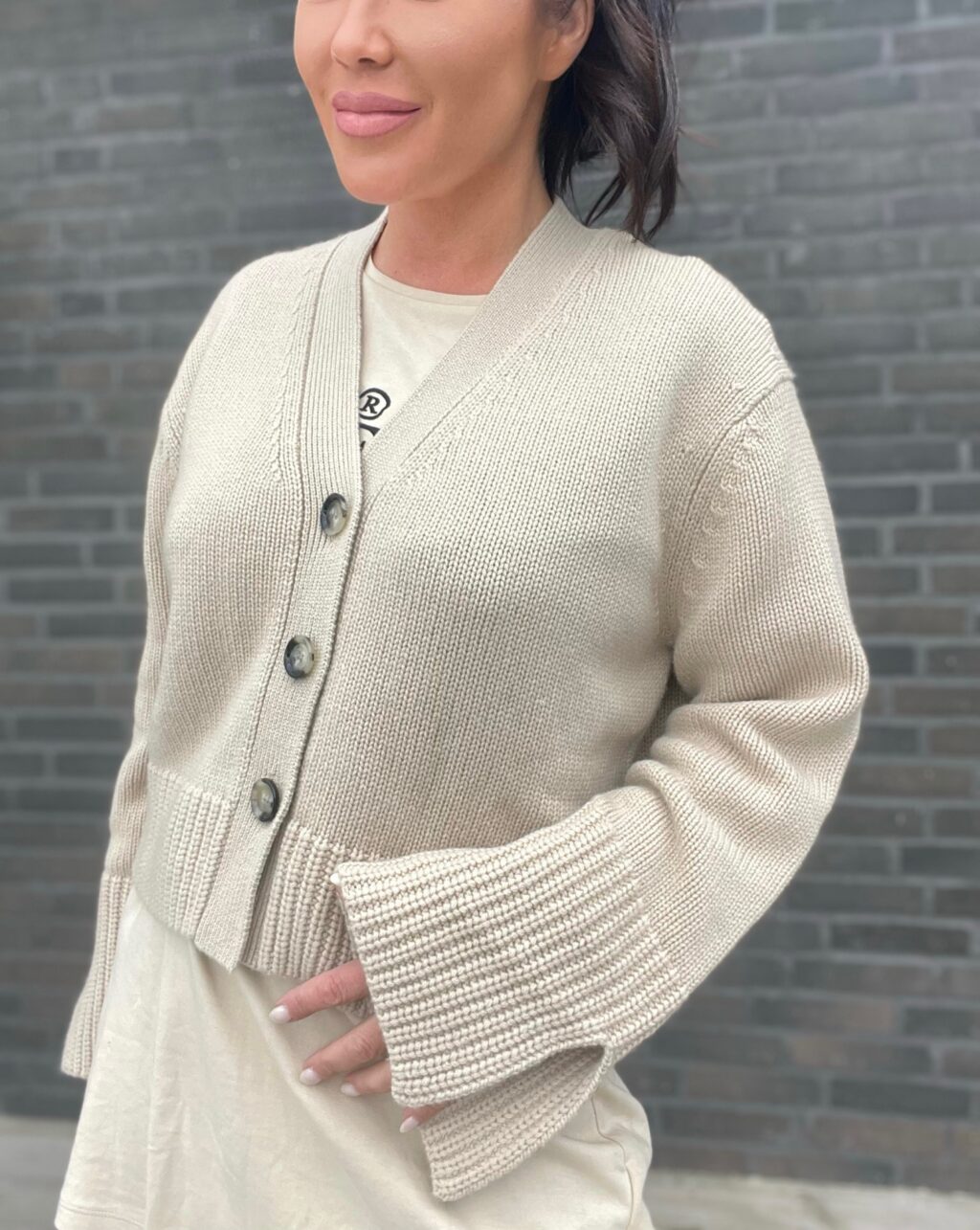 ALLUDE Luxury Cardigan Beige Wool/Cashmere